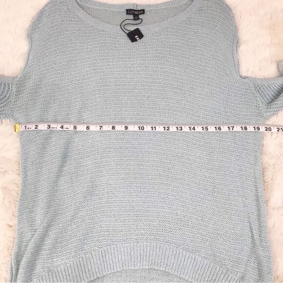 EXPRESS Light Blue Green Cutout Sleeve Sweater Pastel Spring Size Small New - Picture 12 of 13